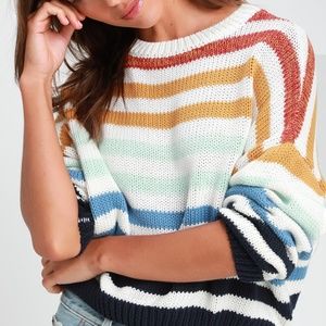 Charli Blue Multi Striped Knit Sweater